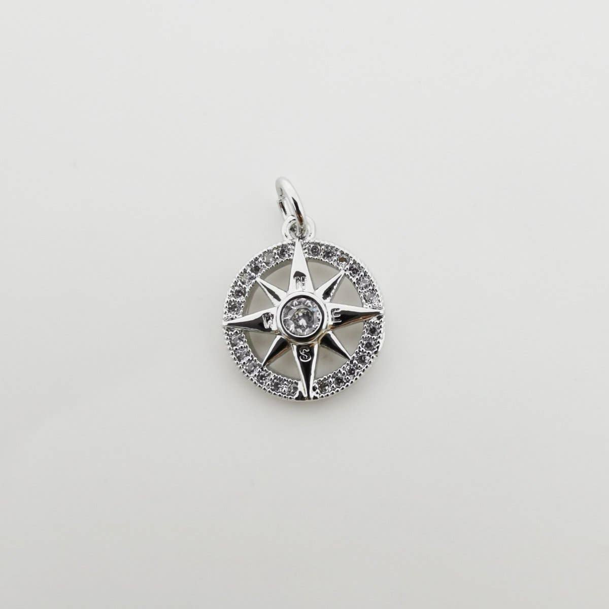 Silver Filled Compass charm, Silver Charms, For Charm Bracelets, For Necklace Pendant, Cubic Zirconia Diamond, Gold Charm, Gold Compass D-336 D-337