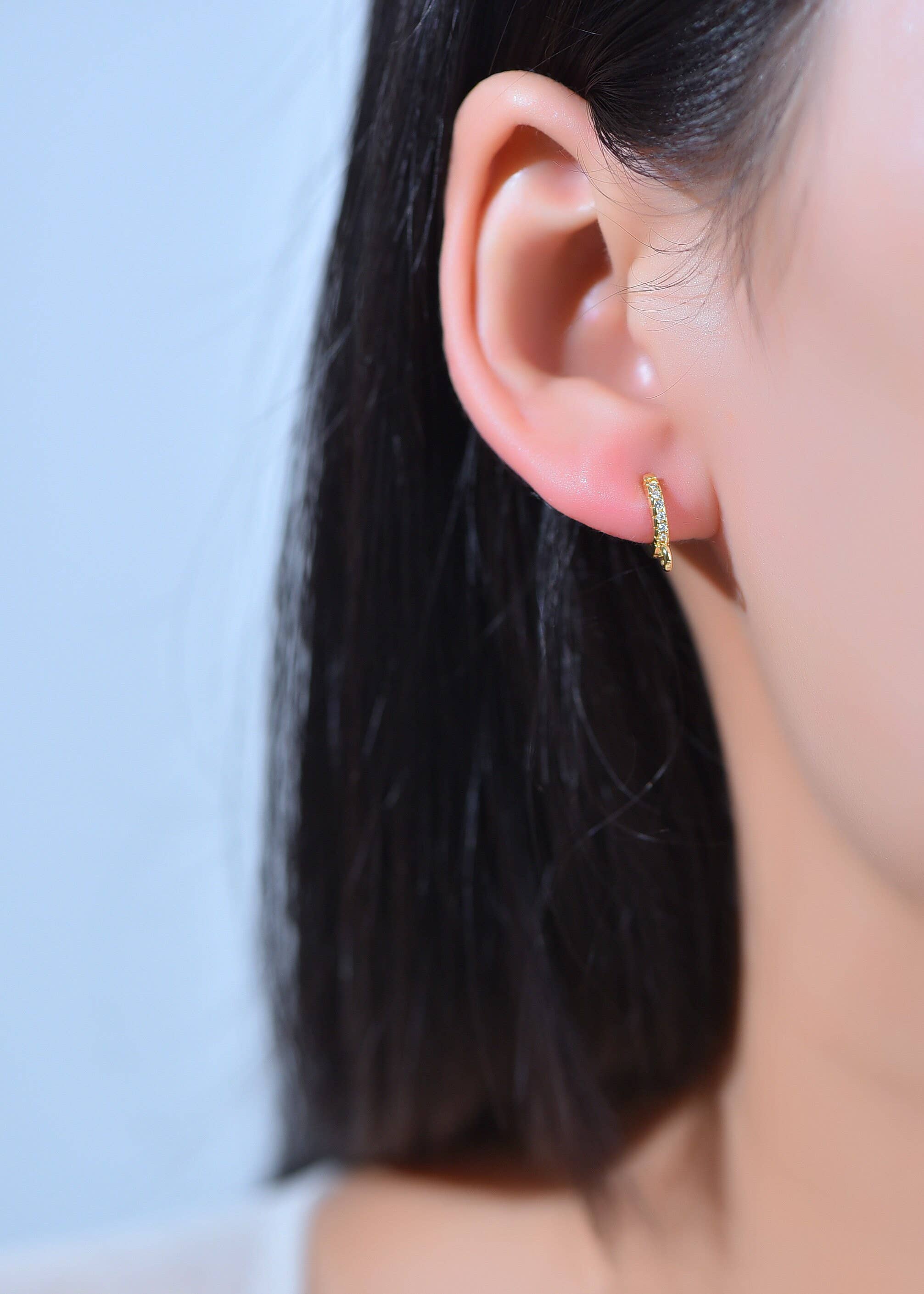 Diamond Huggie Gold Dainty Mini Earrings ERG006