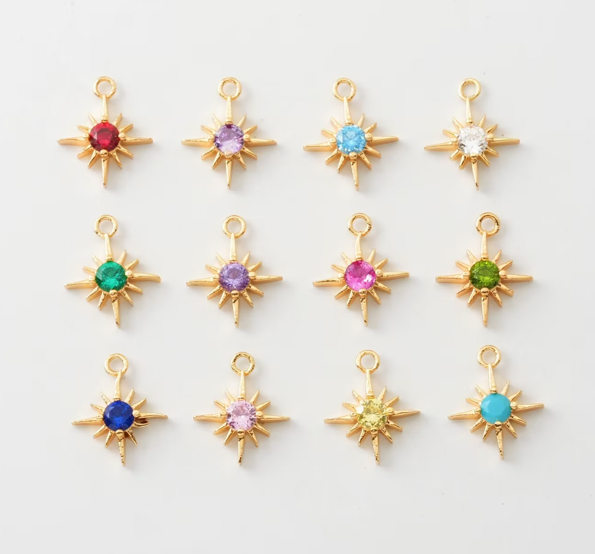 Best Selling Gold Birthstone Burst Charm
