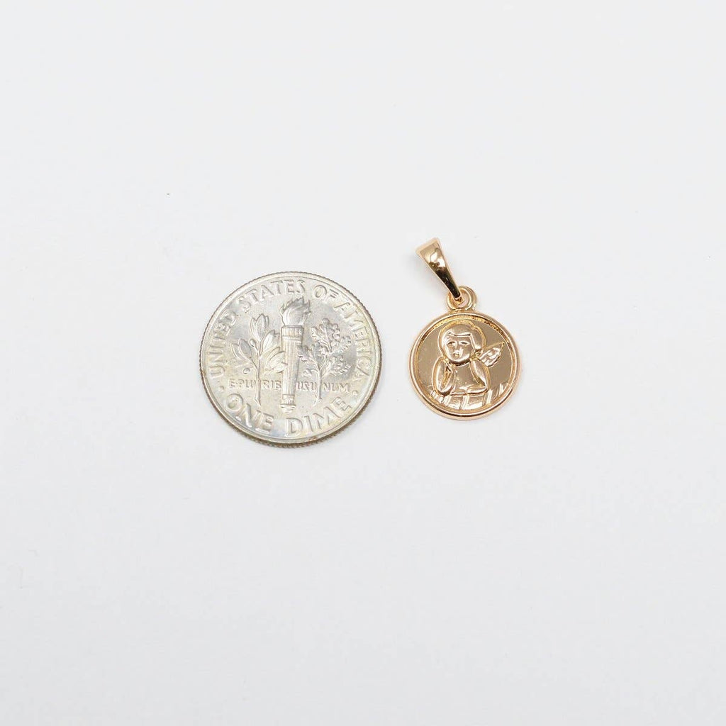 Tiny Angel Charm 18K Gold Filled Cherub Charms Round Disc Charm for Valentine's Day Love Jewelry Supply Love Friendship Jewelry J-269