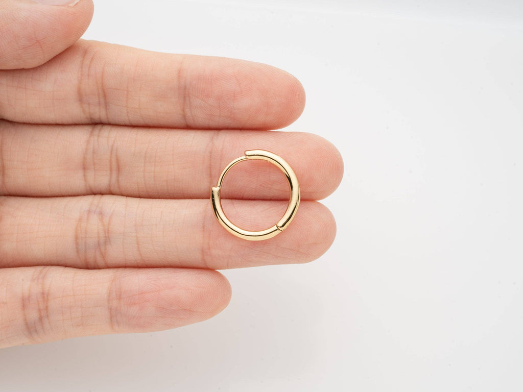 Gold Skinny Endless Hoop Earrings Hypoallergenic ERG300  16m