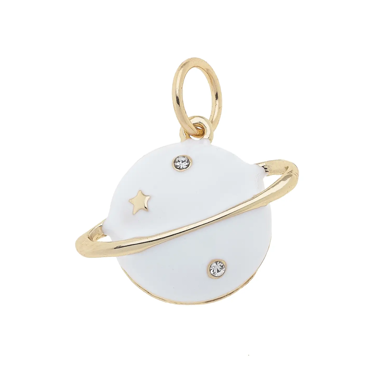 Saturn Rhinestone Planet Charm