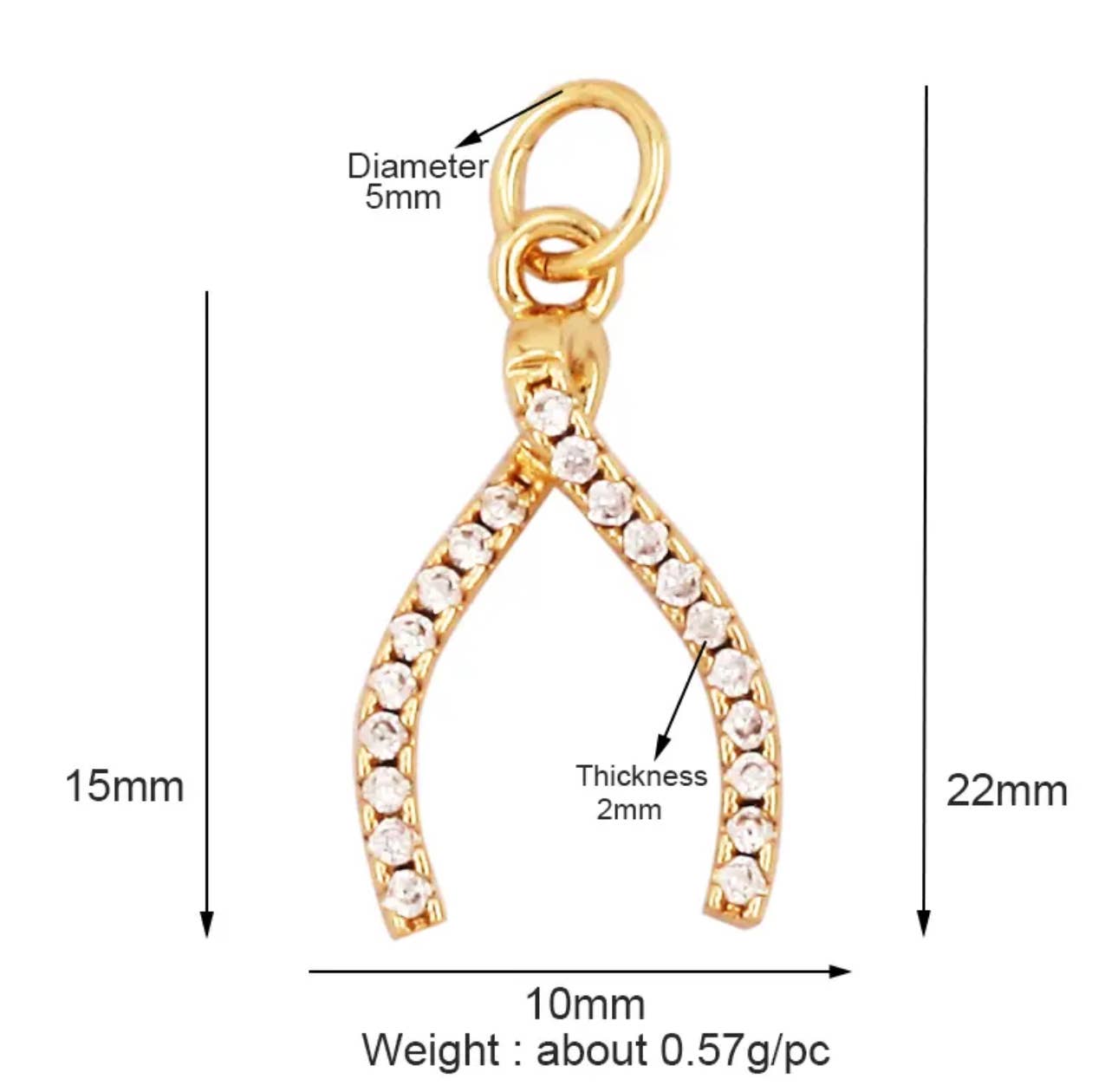 Wishbone Charm For Charm Bar & Charm Necklaces