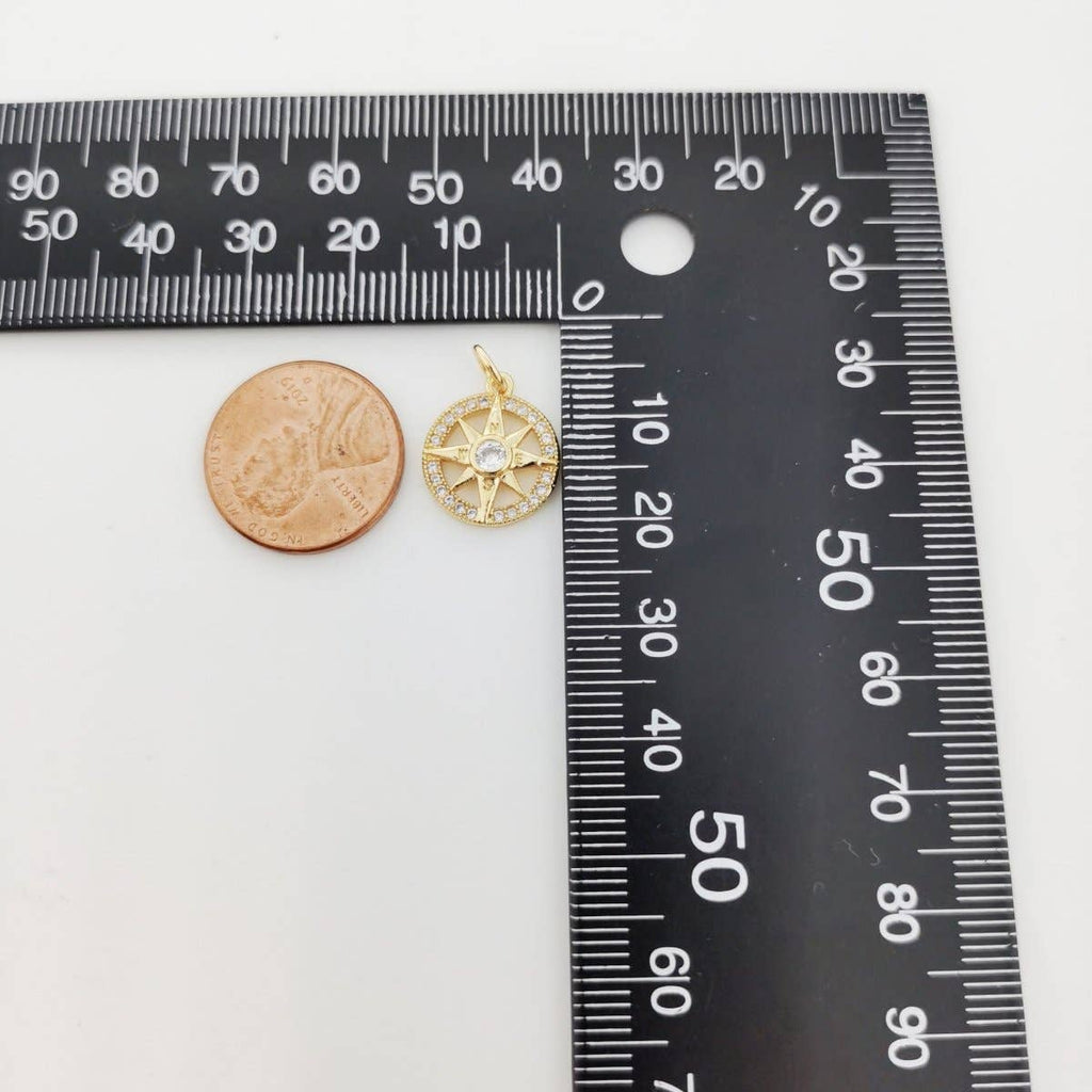 Silver Filled Compass charm, Silver Charms, For Charm Bracelets, For Necklace Pendant, Cubic Zirconia Diamond, Gold Charm, Gold Compass D-336 D-337