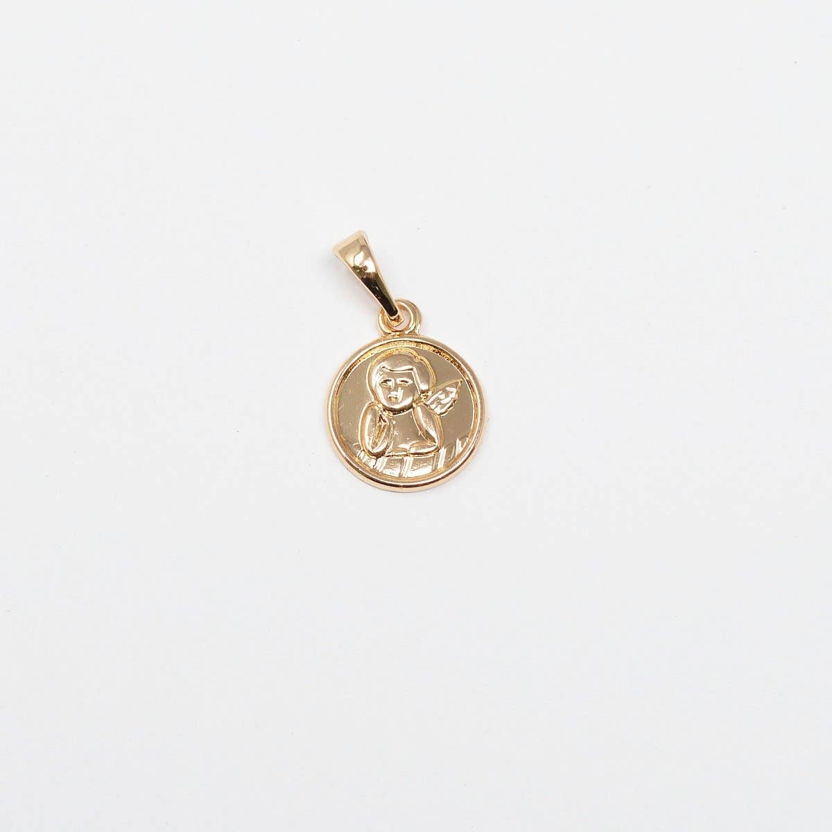 Tiny Angel Charm 18K Gold Filled Cherub Charms Round Disc Charm for Valentine's Day Love Jewelry Supply Love Friendship Jewelry J-269